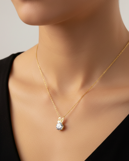 Swan Diamond 18K Gold Plated Necklace – Elegant Women’s Jewelry