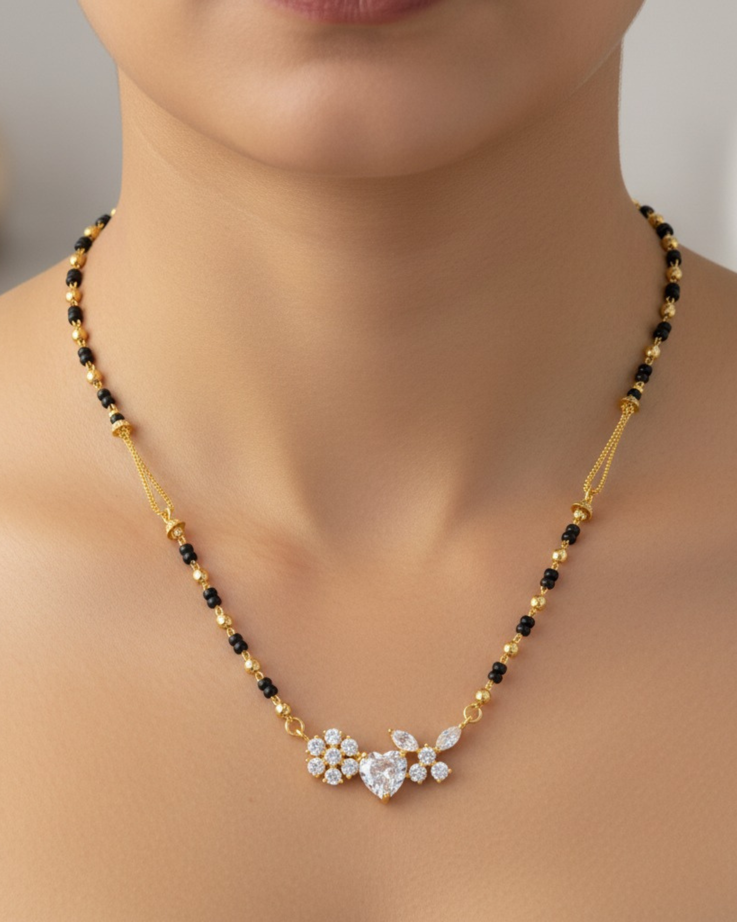 Heart Flower 18K Gold-Plated Mangalsutra | Artisanal Handmade Jewellery