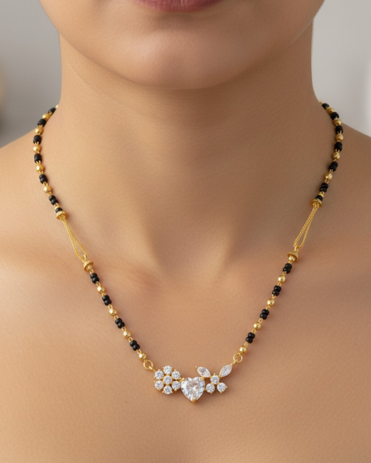 Heart Flower 18K Gold-Plated Mangalsutra | Artisanal Handmade Jewellery