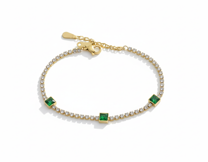 Alva Green 18K Gold Plated Bracelet | Artisanal Handmade Jewellery