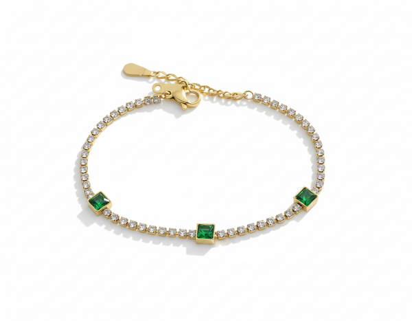 Alva Green 18K Gold Plated Bracelet | Artisanal Handmade Jewellery