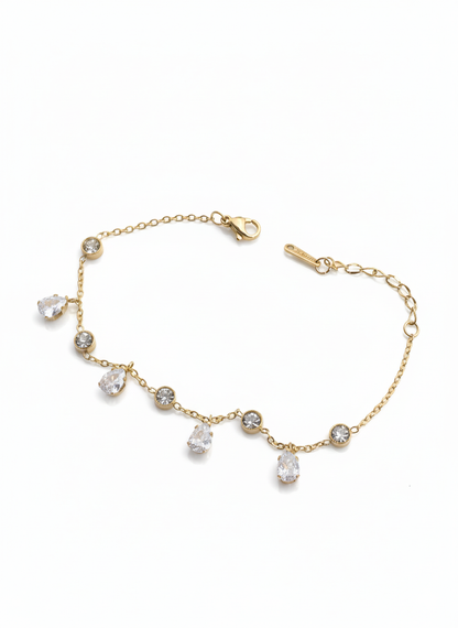 White Stone 18K Gold Plated Bracelet | Artisanal Handmade Jewellery