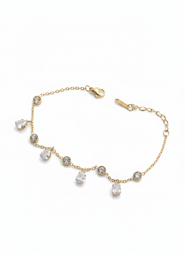 White Stone 18K Gold Plated Bracelet | Artisanal Handmade Jewellery