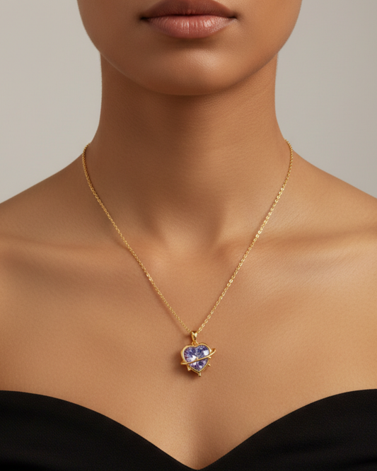 Blue Heart 18K Gold Plated Necklace – Elegant Women’s Jewelry