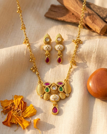 Ehais Swarovski Jadtar 18K Gold-Plated Chain-Pendant | Artisanal Jewellery