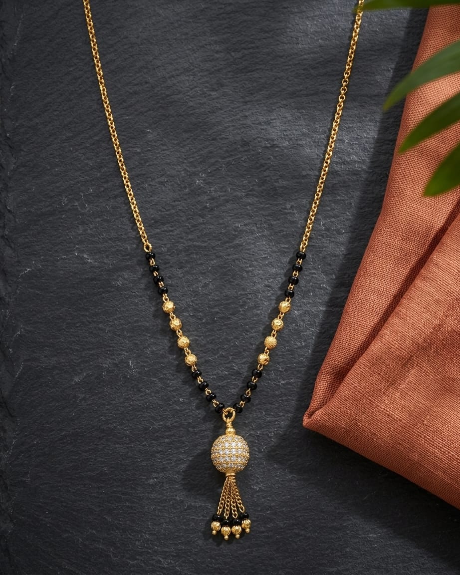 Round Aura 18K Gold-Plated Mangalsutra | Artisanal Handmade Jewellery