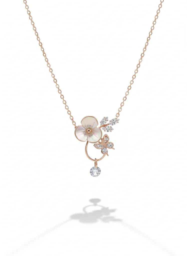 Butterfly Rose-Gold Necklace - Artisanal Jewellery