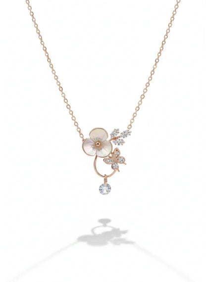 Butterfly Rose-Gold Necklace - Artisanal Jewellery