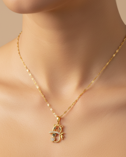 18K Gold-Plated Teddy Bear Heart Pendant Necklace for Women