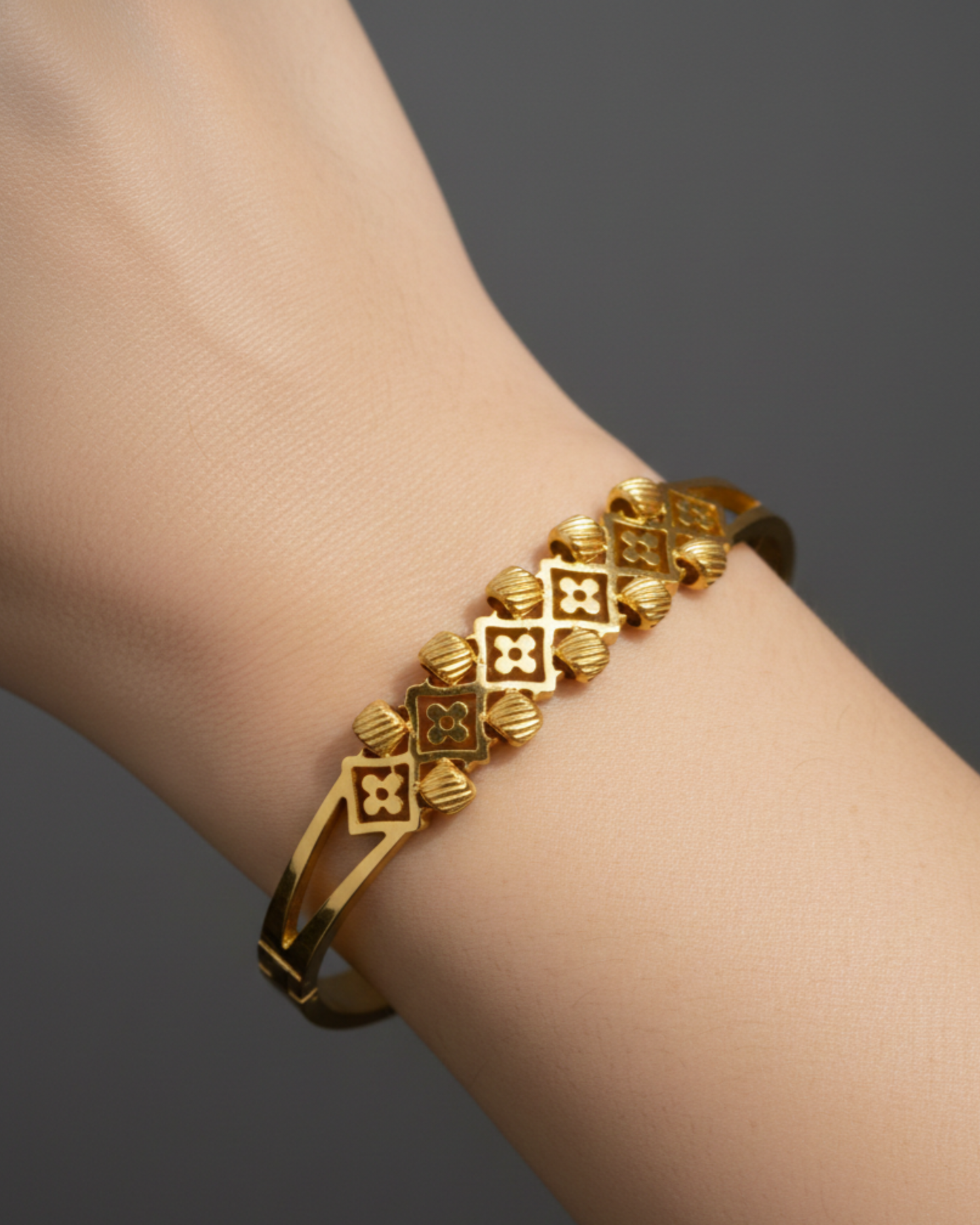 Rohini 18K Gold Plated Bracelet Kada | Artisanal Handmade Jewellery