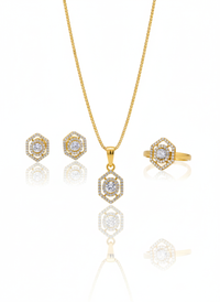 Diamond Chain Pendant 18K Gold-Plated Combo - Artisanal Jewellery