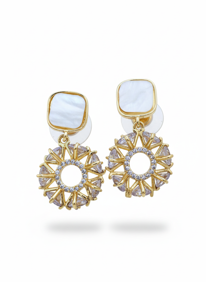 Square Round 18K Gold-Plated Earrings | Artisanal Handmade Jewellery - Artisanal Jewellery