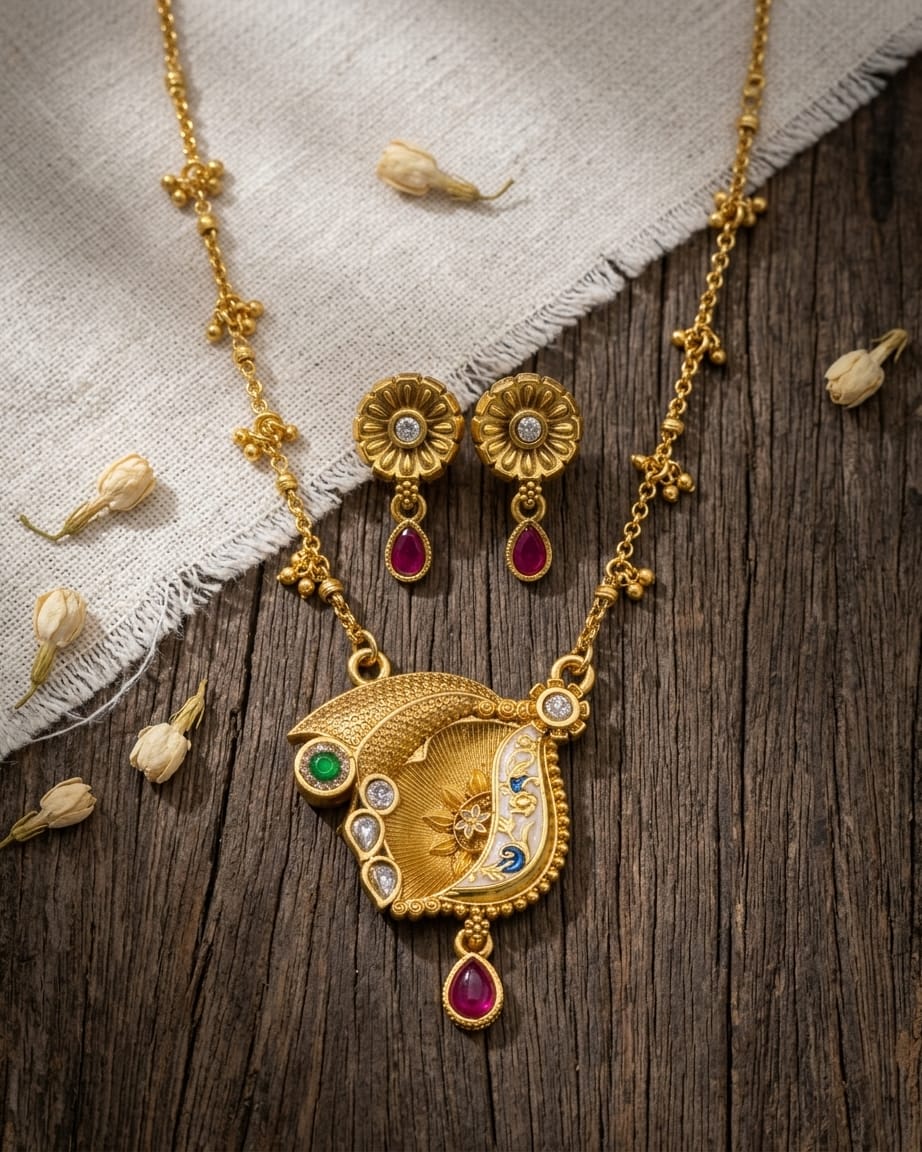 Pamela Swarovski Jadtar 18K Gold-Plated Chain-Pendant | Artisanal Jewellery