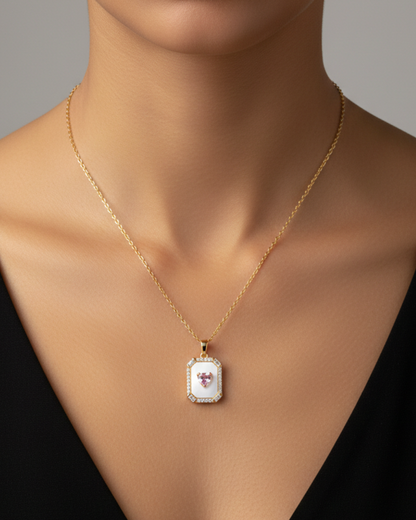 Pink Heart 18K Gold Plated Necklace – Elegant Women’s Jewelry