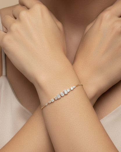 Qubic Diamond Rosegold Plated Bracelet | Artisanal Jewellery