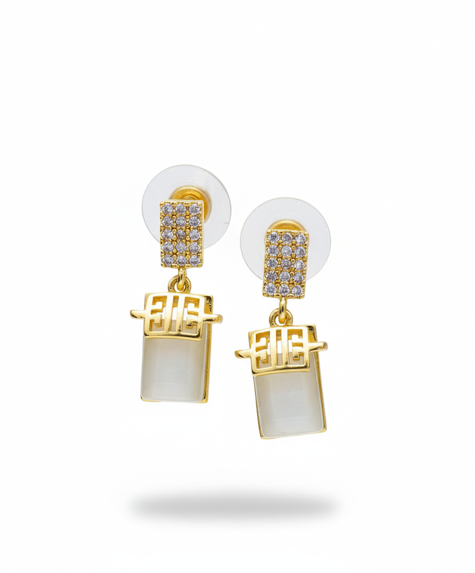 Rectangle Charm 18K Gold-Plated Earrings | Artisanal Handmade Jewellery - Artisanal Jewellery