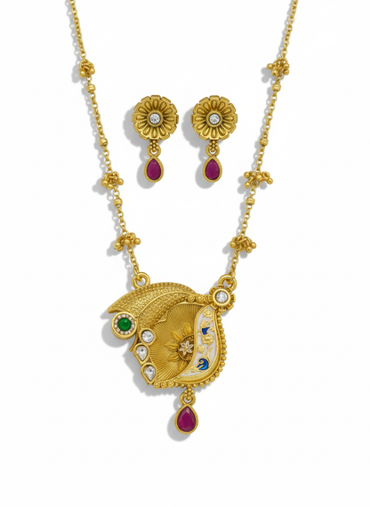 Pamela Swarovski Jadtar 18K Gold-Plated Chain-Pendant | Artisanal Jewellery