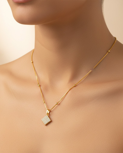 Cross Square 18k Gold Plated Necklace for Women | Elegant Faith-Inspired Jewelry