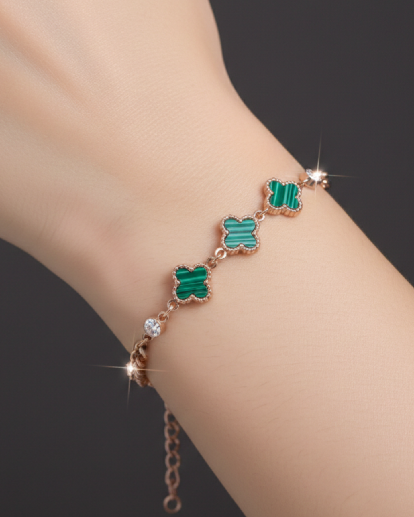 Green Quban Rosegold Plated Bracelet | Artisanal Jewellery