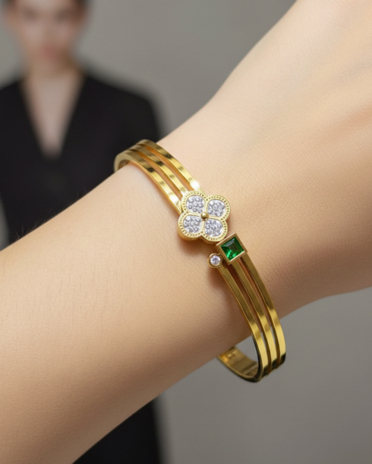 Nyra 18K Gold Plated Bracelet Kada | Artisanal Handmade Jewellery