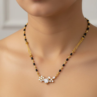 Heart Flower 18K Gold-Plated Mangalsutra | Artisanal Handmade Jewellery
