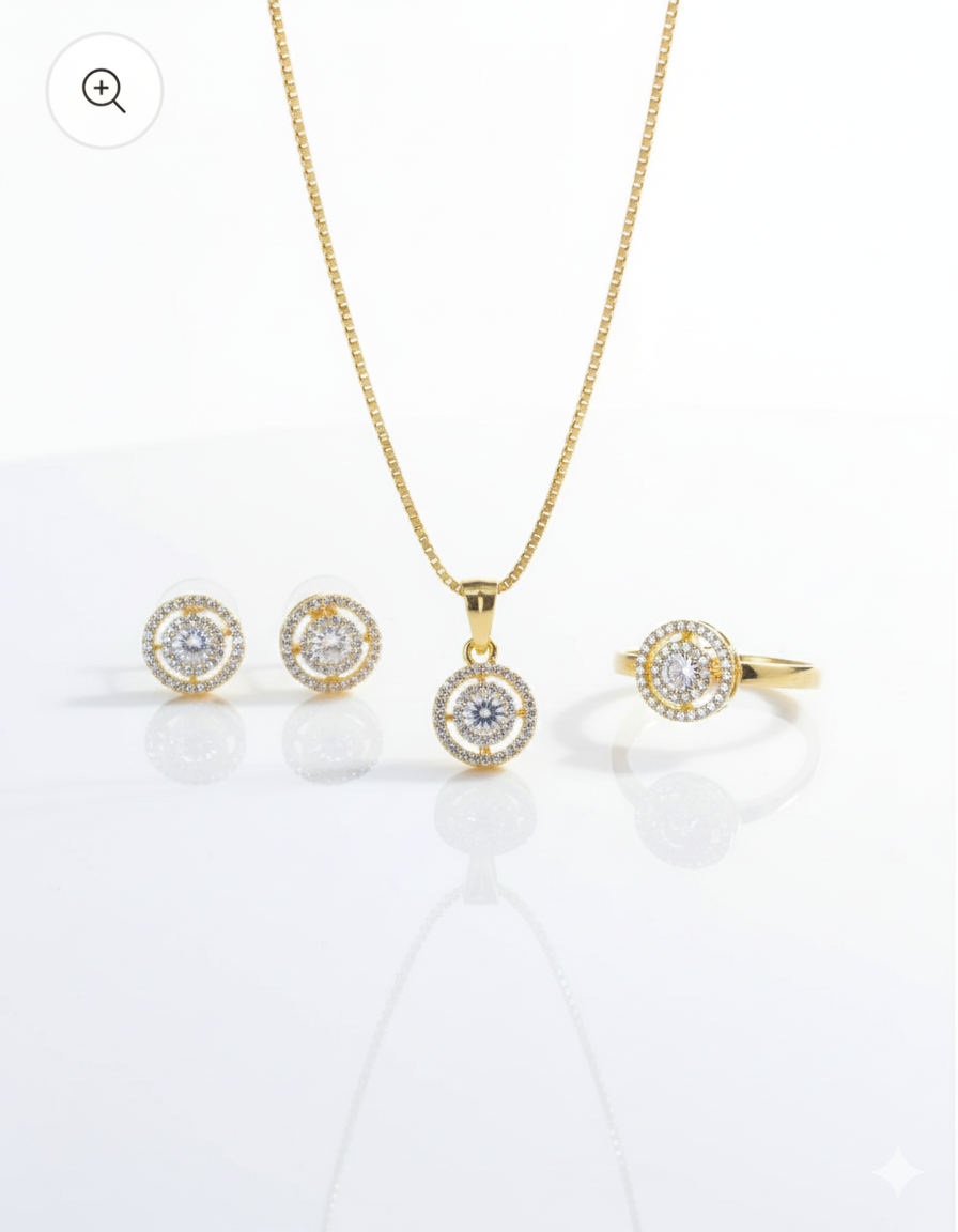 Double Square 18K Gold-Plated Combo - Artisanal Jewellery