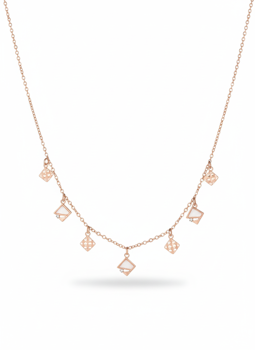Square Charm Rosegold Plated Necklace – Elegant Women’s Jewelry