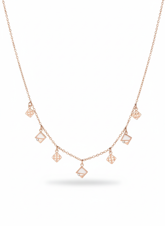 Square Charm Rosegold Plated Necklace – Elegant Women’s Jewelry