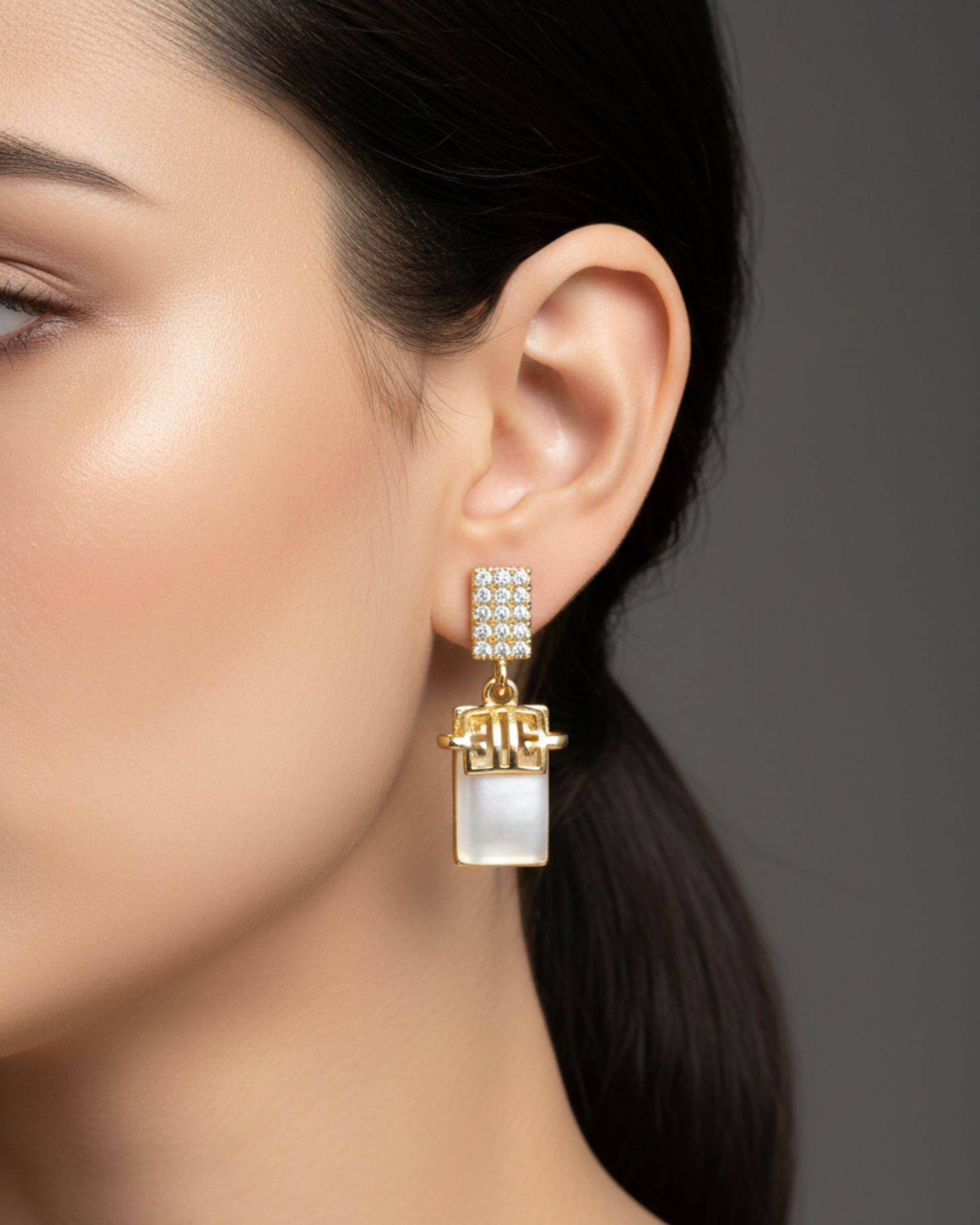 Rectangle Charm 18K Gold-Plated Earrings | Artisanal Handmade Jewellery