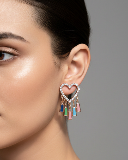 Heart of Luxury Rose Gold-Plated Earrings | Artisanal Handmade Jewellery