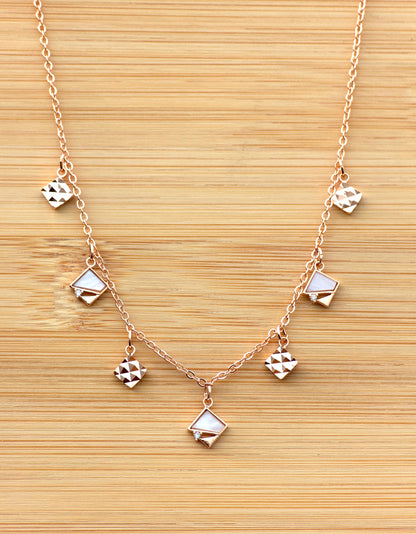 square charm Rosegold Plated nacklace - Artisanal Jewellery