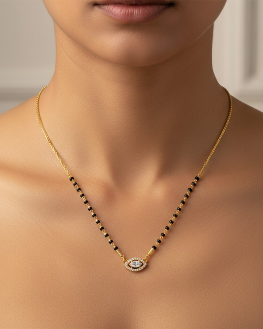 Eye CZ Pendant 18K Gold-Plated Mangalsutra | Handmade Artisan Jewellery