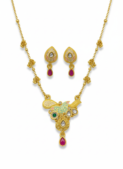 Xuxisa Swarovski Jadtar 18K Gold-Plated Chain-Pendant | Artisanal Jewellery