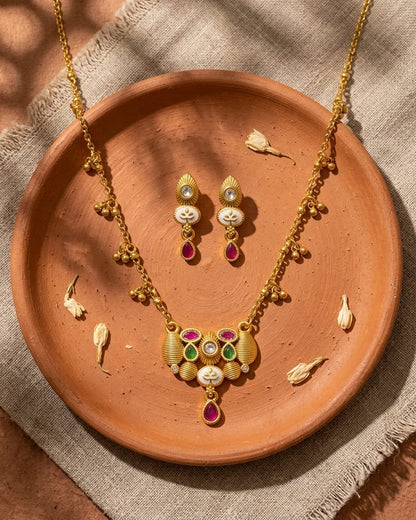 Ehais Swarovski Jadtar 18K Gold-Plated Chain-Pendant | Artisanal Jewellery