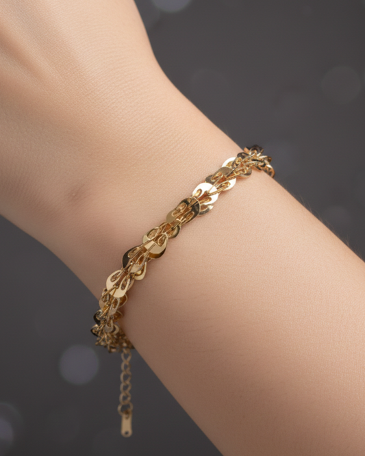 18K Gold-Plated Layered Chain Bracelet for Women | Elegant Daily Wear Jewelry