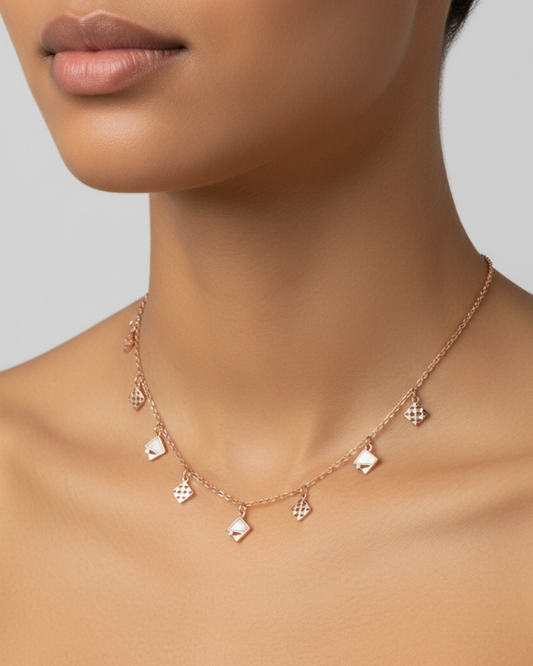 Square Charm Rosegold Plated Necklace – Elegant Women’s Jewelry