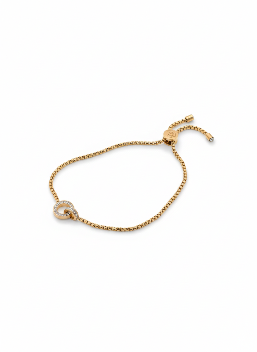 Ring Diamond Rosegold Plated Bracelet | Artisanal Handmade Jewellery