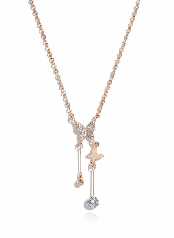 Twin Butterfly RoseGold Necklace - Artisanal Jewellery