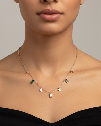 Star Diamond Rosegold Plated Necklace – Elegant Women’s Jewelry