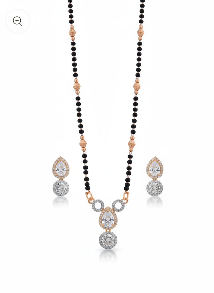 Minimal Studs Rose Gold Mangalsutra | Artisanal Handmade Jewellery - Artisanal Jewellery