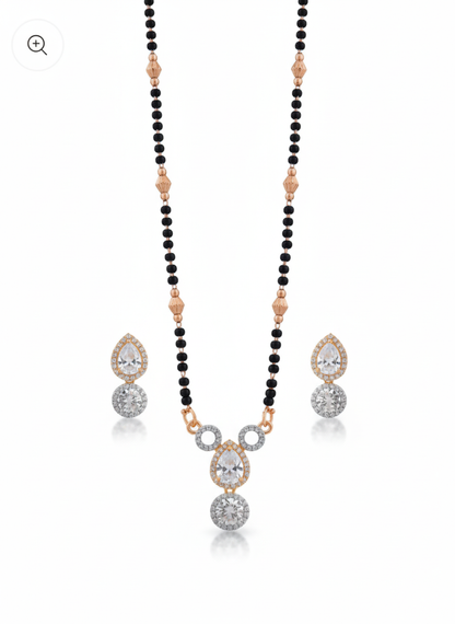 Minimal Studs Rose Gold Mangalsutra | Artisanal Handmade Jewellery - Artisanal Jewellery