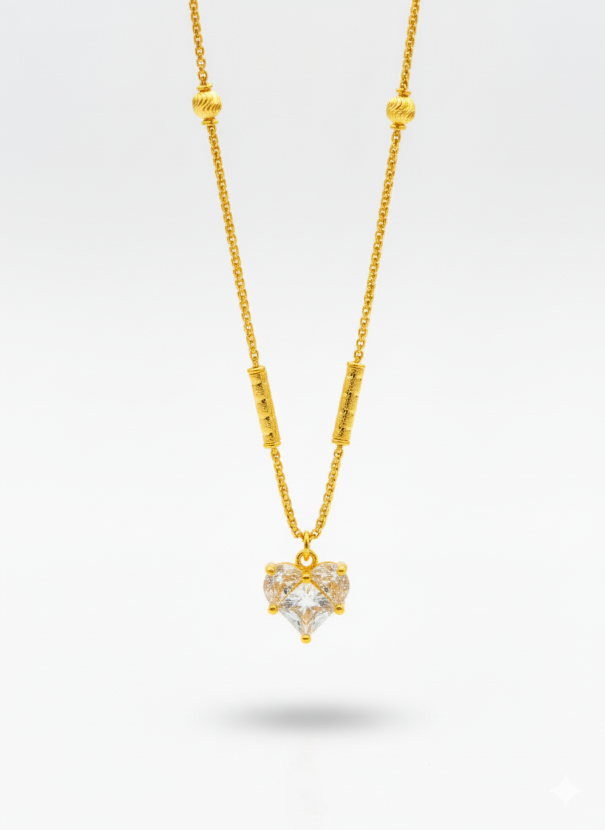 White Heart 18K Gold Plated Necklace – Elegant Love Pendant for Women