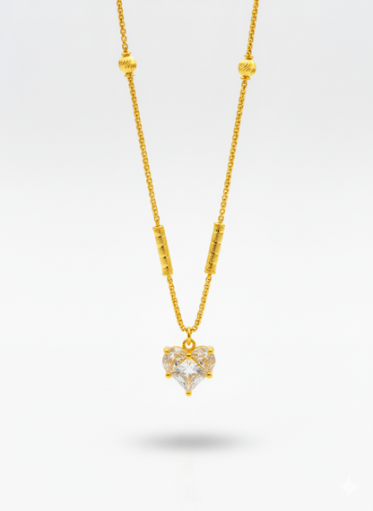 White Heart 18K Gold Plated Necklace – Elegant Love Pendant for Women