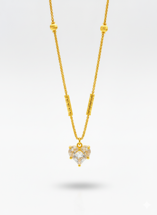 White Heart 18K Gold Plated Necklace – Elegant Love Pendant for Women