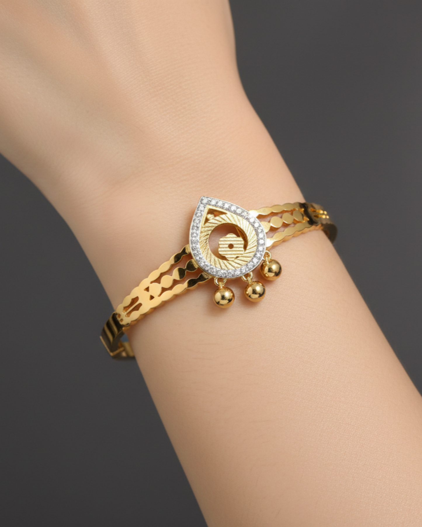 Sakshi 18K Gold Plated Bracelet Kada | Artisanal Handmade Jewellery