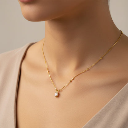 Royal Square 18k Gold Plated Necklace for Women | Elegant Statement Jewelry