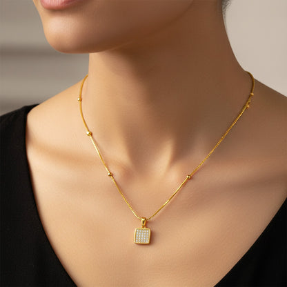 Square 18k Gold Plated Necklace for Women | Minimalist Elegant Jewelry