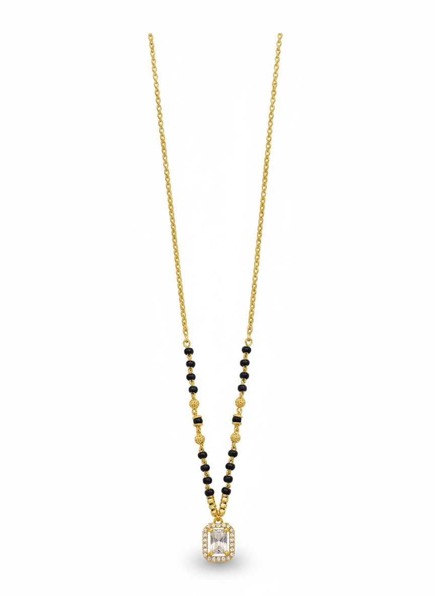 Crystal Cube 18K Gold-Plated Mangalsutra | Artisanal Handmade Jewellery
