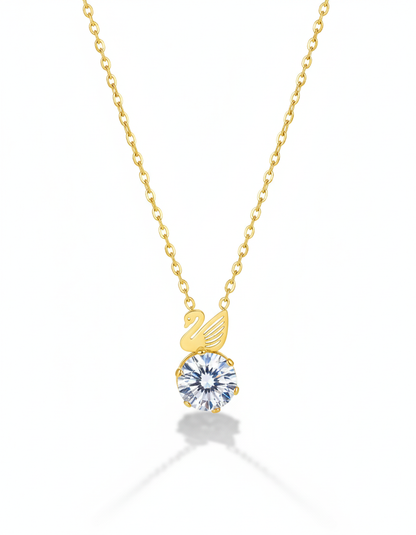 swan diamond 18k gold Plated cp - Artisanal Jewellery