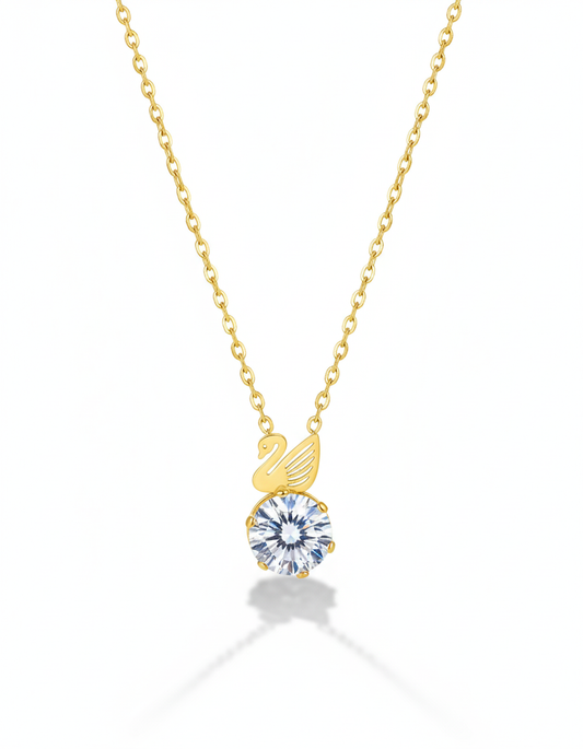 swan diamond 18k gold Plated cp - Artisanal Jewellery